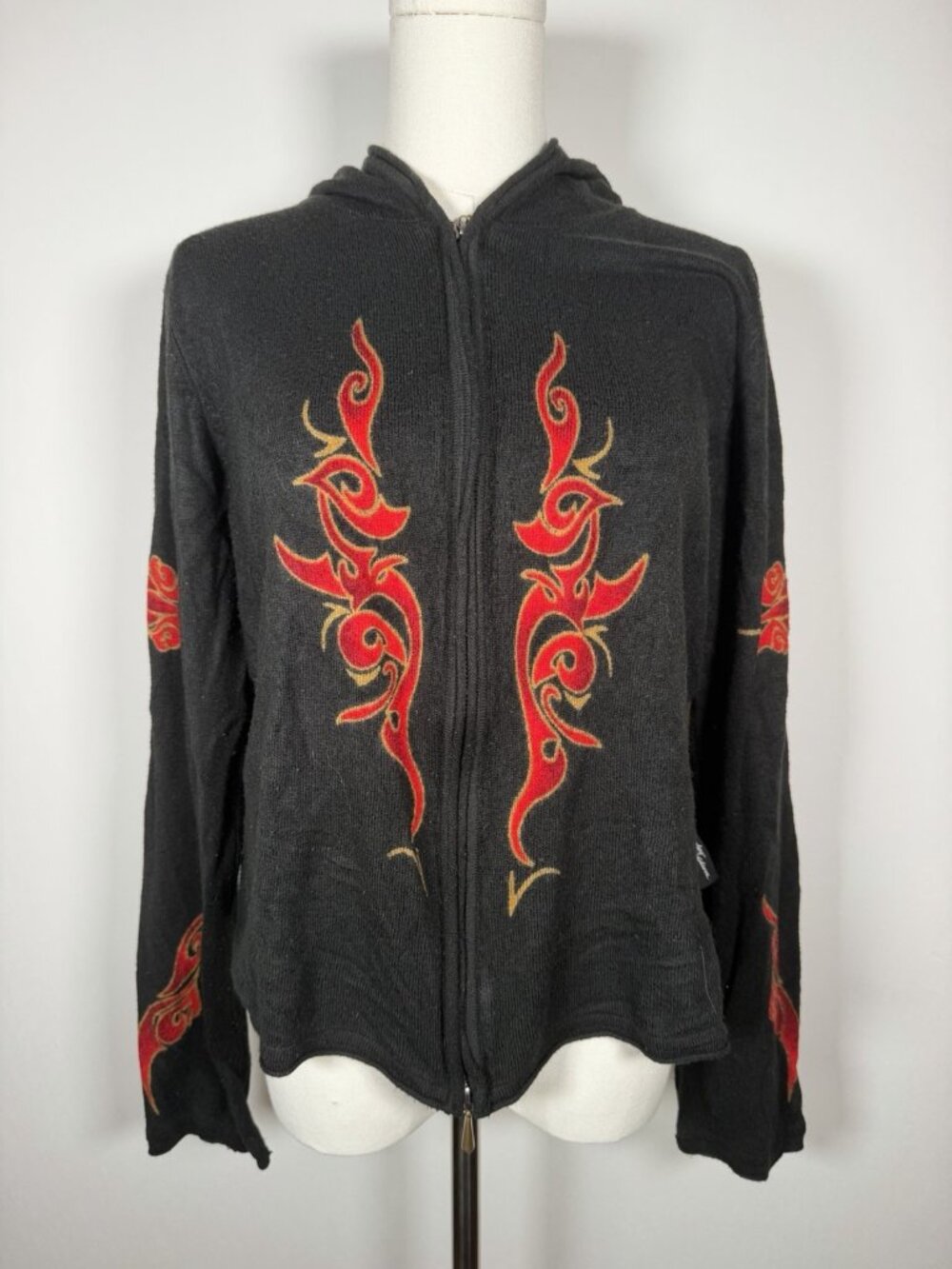 Vintage Y2K Harley-Davidson full zip flames bikercore sweater hooded grunge M